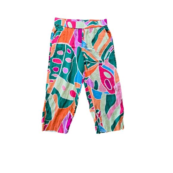 Christian Siriano Linen Wide Leg Bold Tropical Abstract Maximalist Pants Size XL - Picture 1 of 4